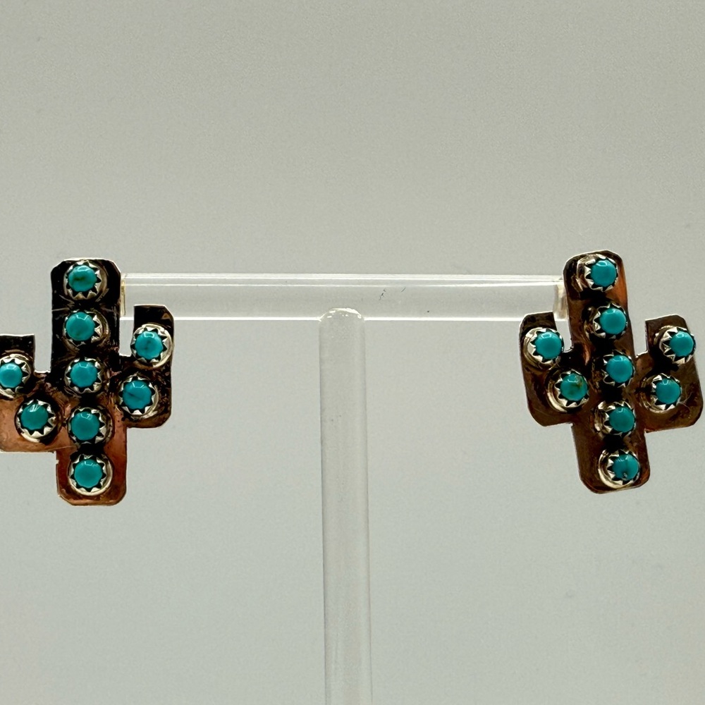 Turquoise and Sterling Silver Cross Earrings